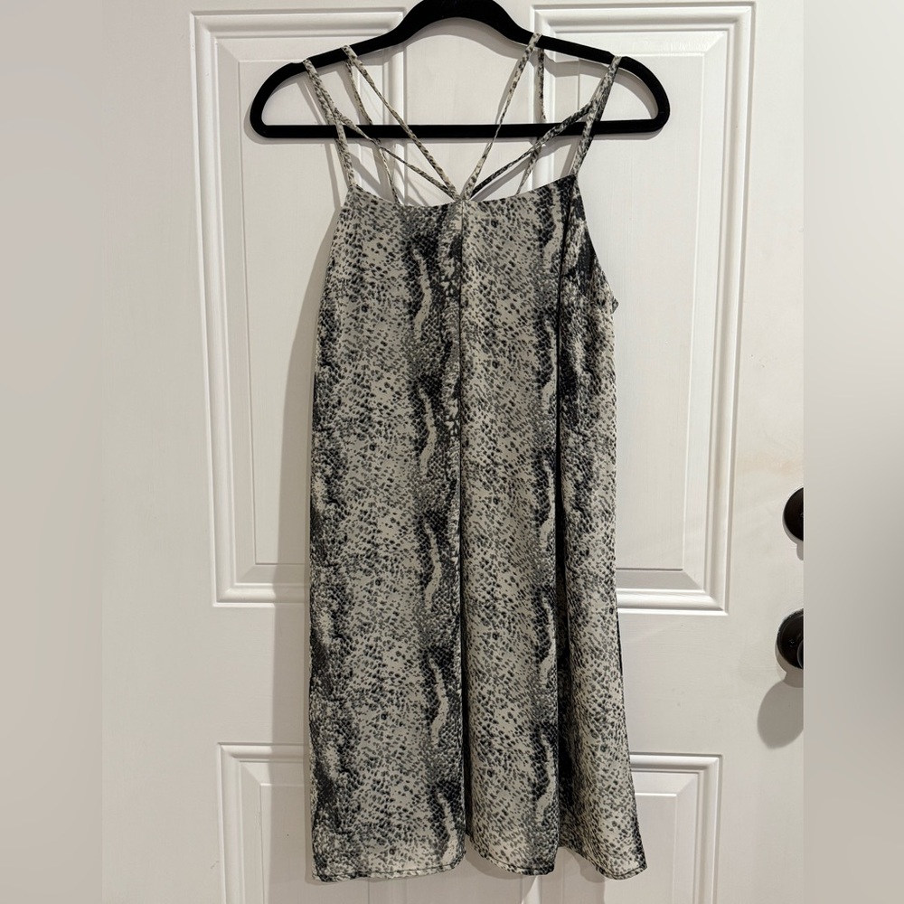 Charming Charlie Gray Snakeskin Lattice Multi Strap Cami Slip Dress Small S